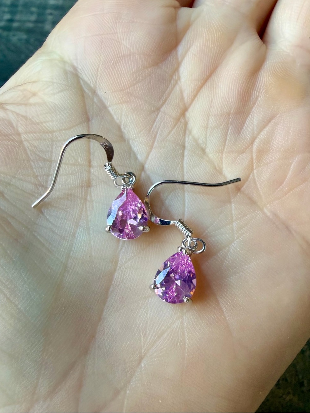 Pink Topaz Drop Earring - Picture 3 of 3